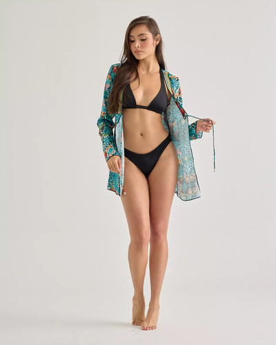 Cozumel Embroidered Silk Cover-Up Shirt