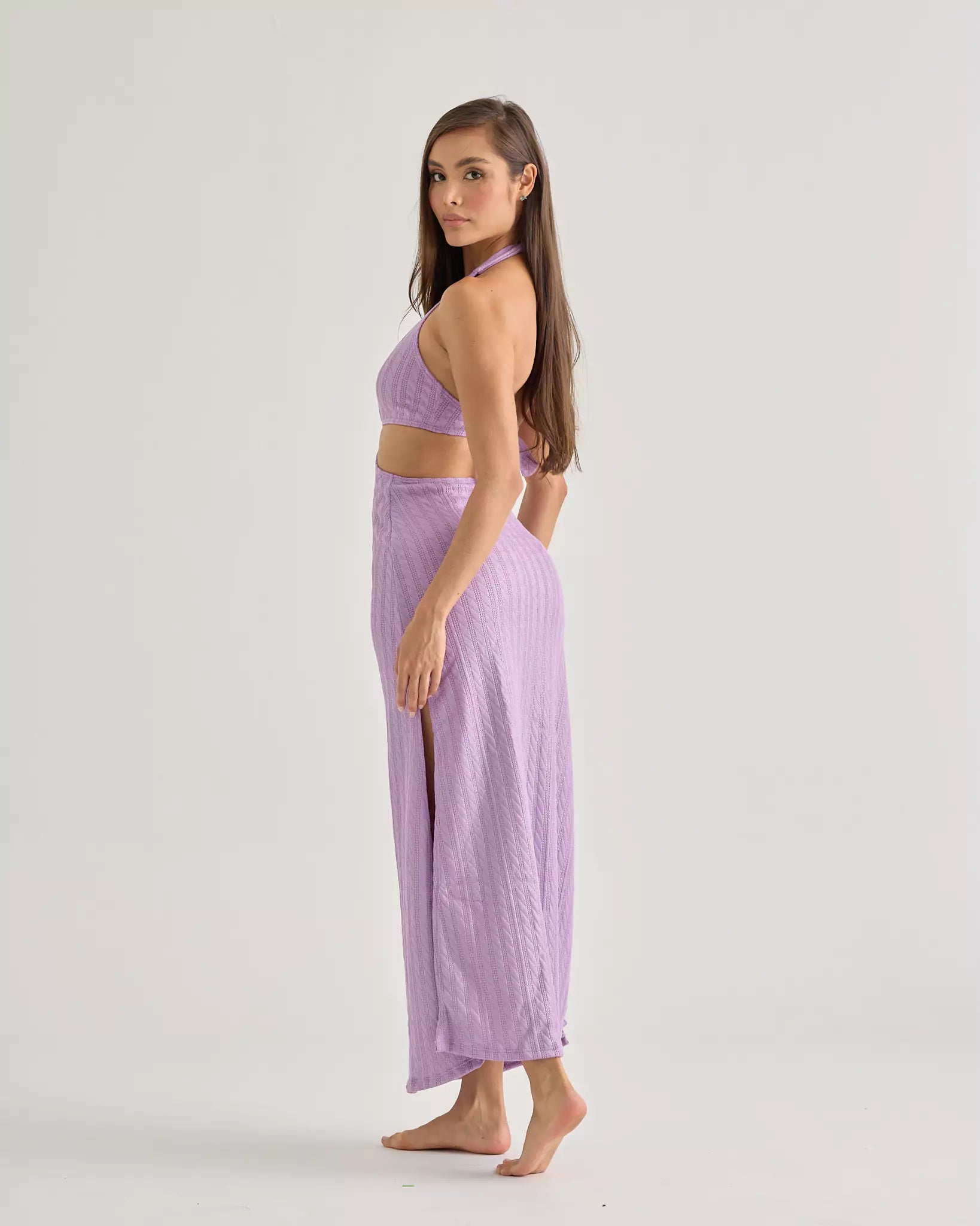 Purple Crochet Halter Dress