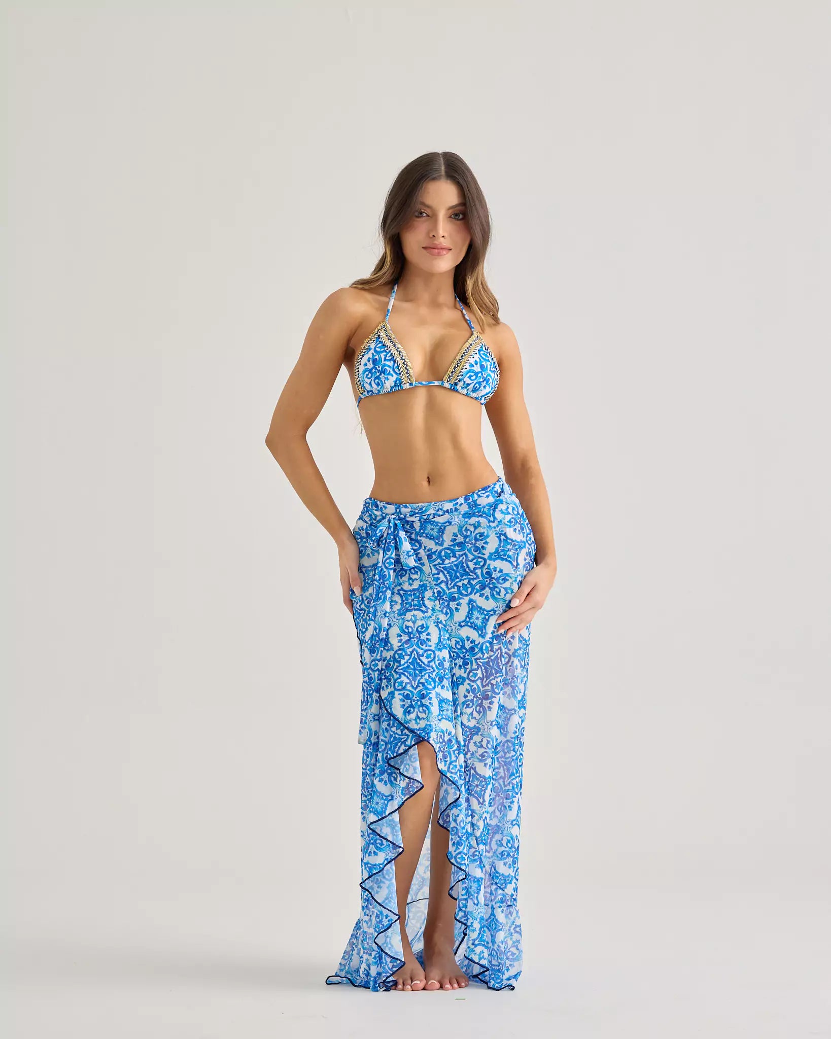 Greece Print Long Skirt