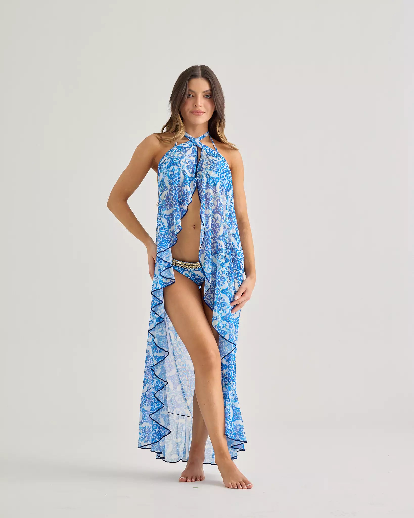 Greece Print Long Skirt