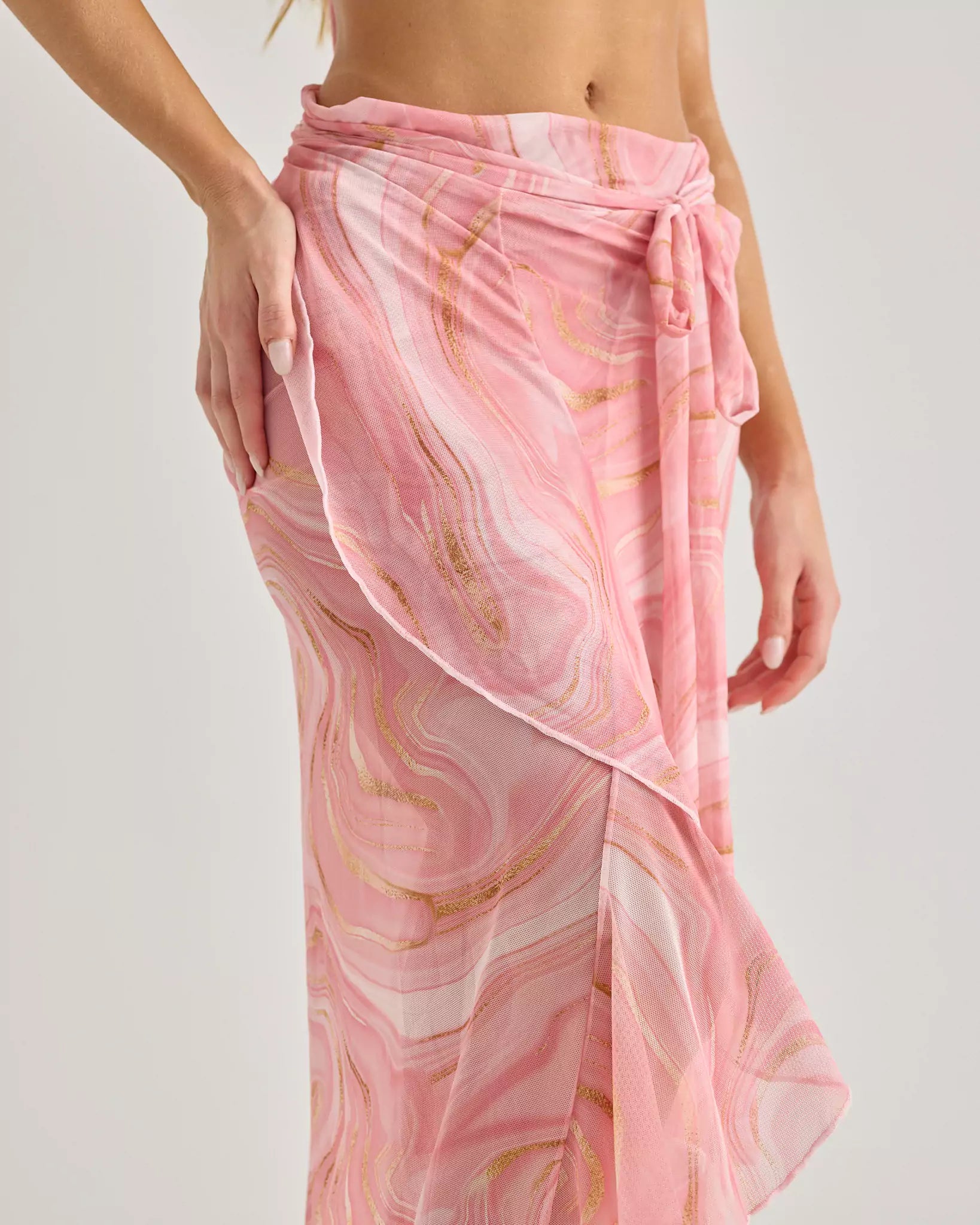 Pink Marble Convertible Long Skirt