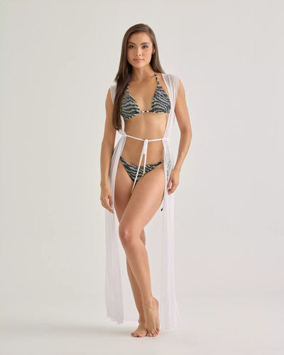 Diosa Long White Mesh Cover-Up