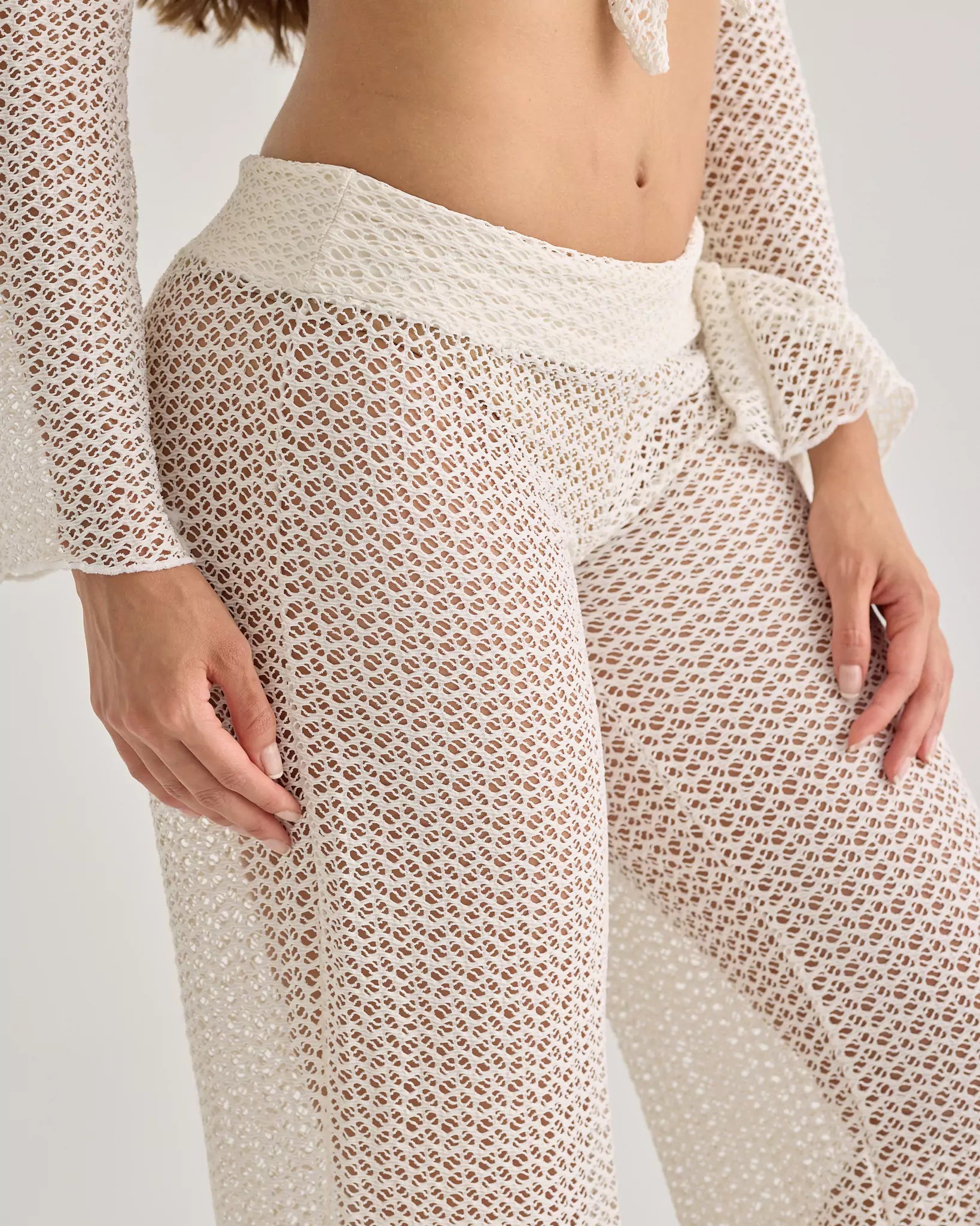 White Crochet Resort Pants