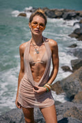 Golden Goddess Champagne Short Dress