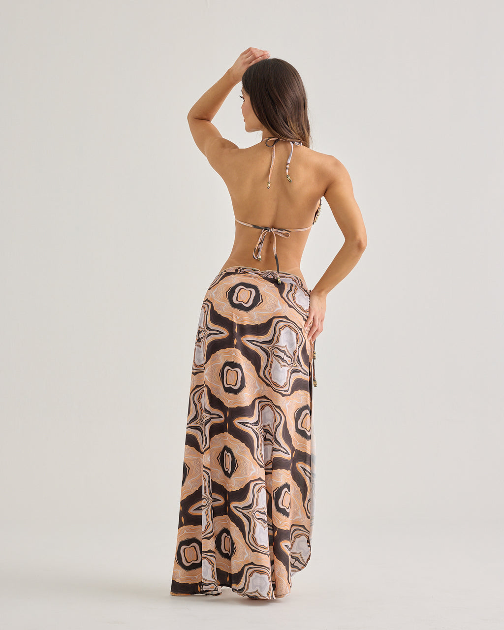 Marble Brown Silk Resort Skirt