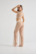 Beige Mesh Lux Crop Top