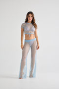 Blue Mesh Lux Crop Top