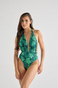 Tropic Halter Plunge One-Piece Swimsuit
