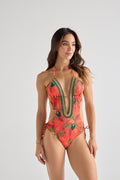 Tropical Sunset Cut-Out Trikini