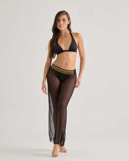 Embroidered Mesh Pants Cover-Up