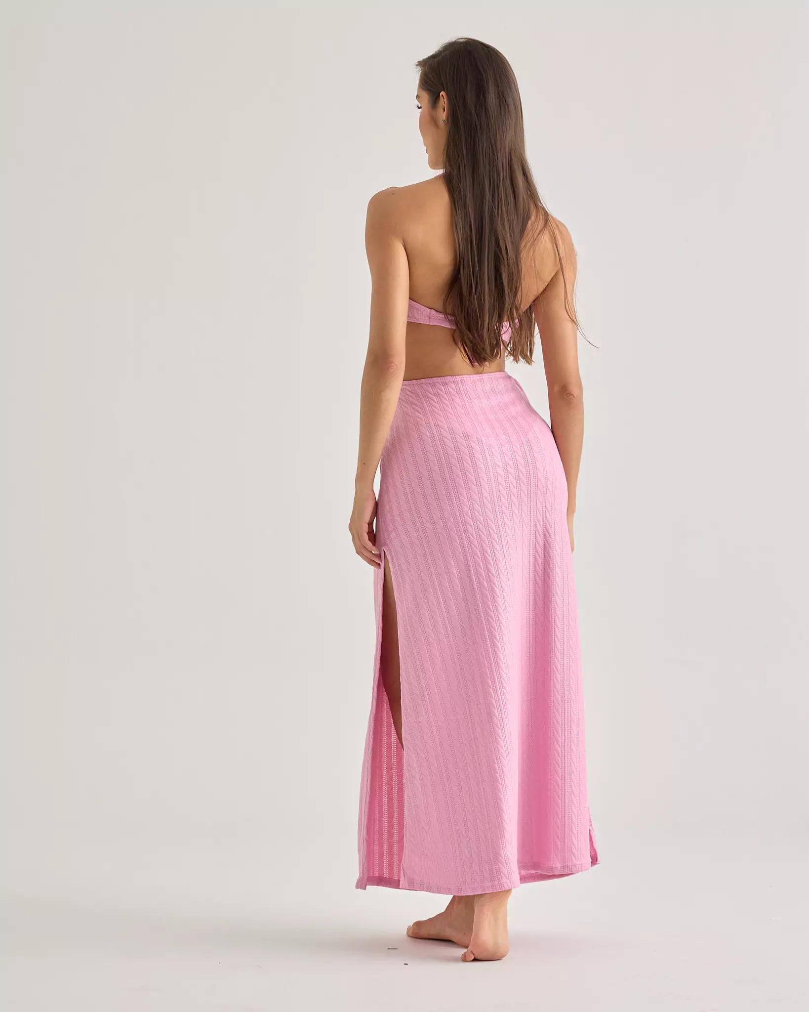 Pink Crochet Halter Dress