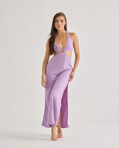 Purple Crochet Halter Dress