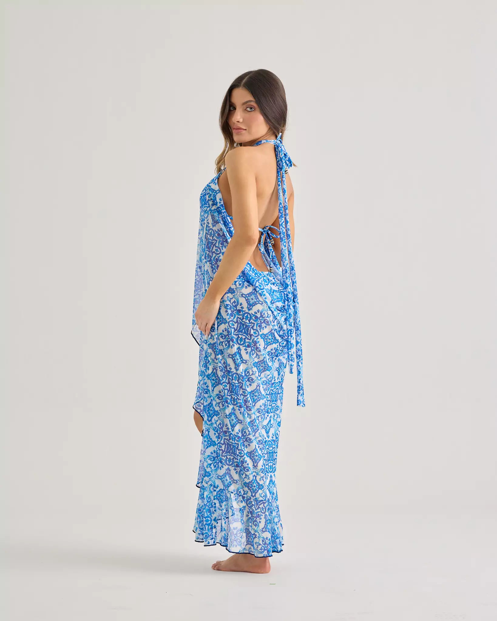 Greece Print Long Skirt