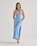 Blue Crochet Halter Dress