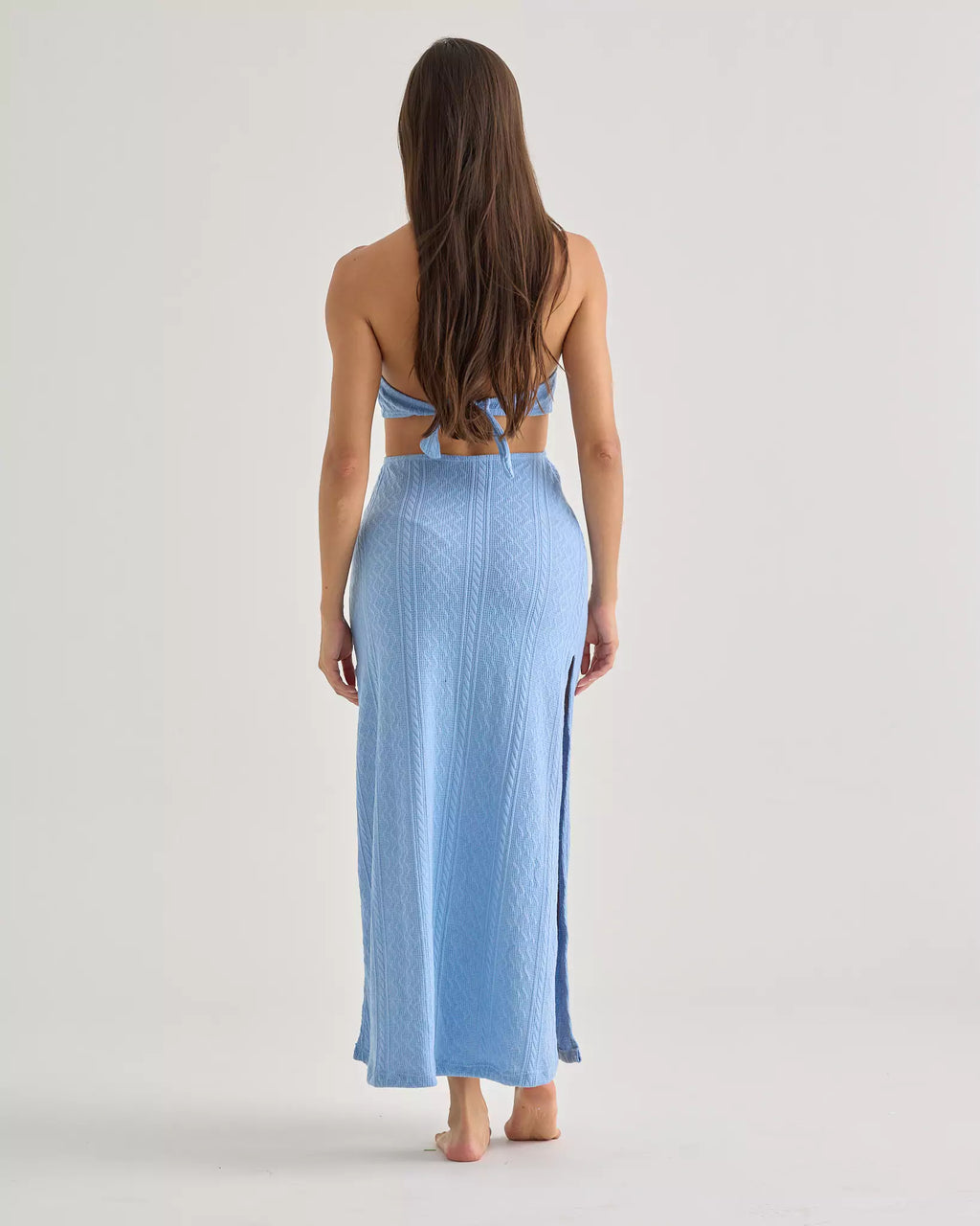 Blue Crochet Halter Dress