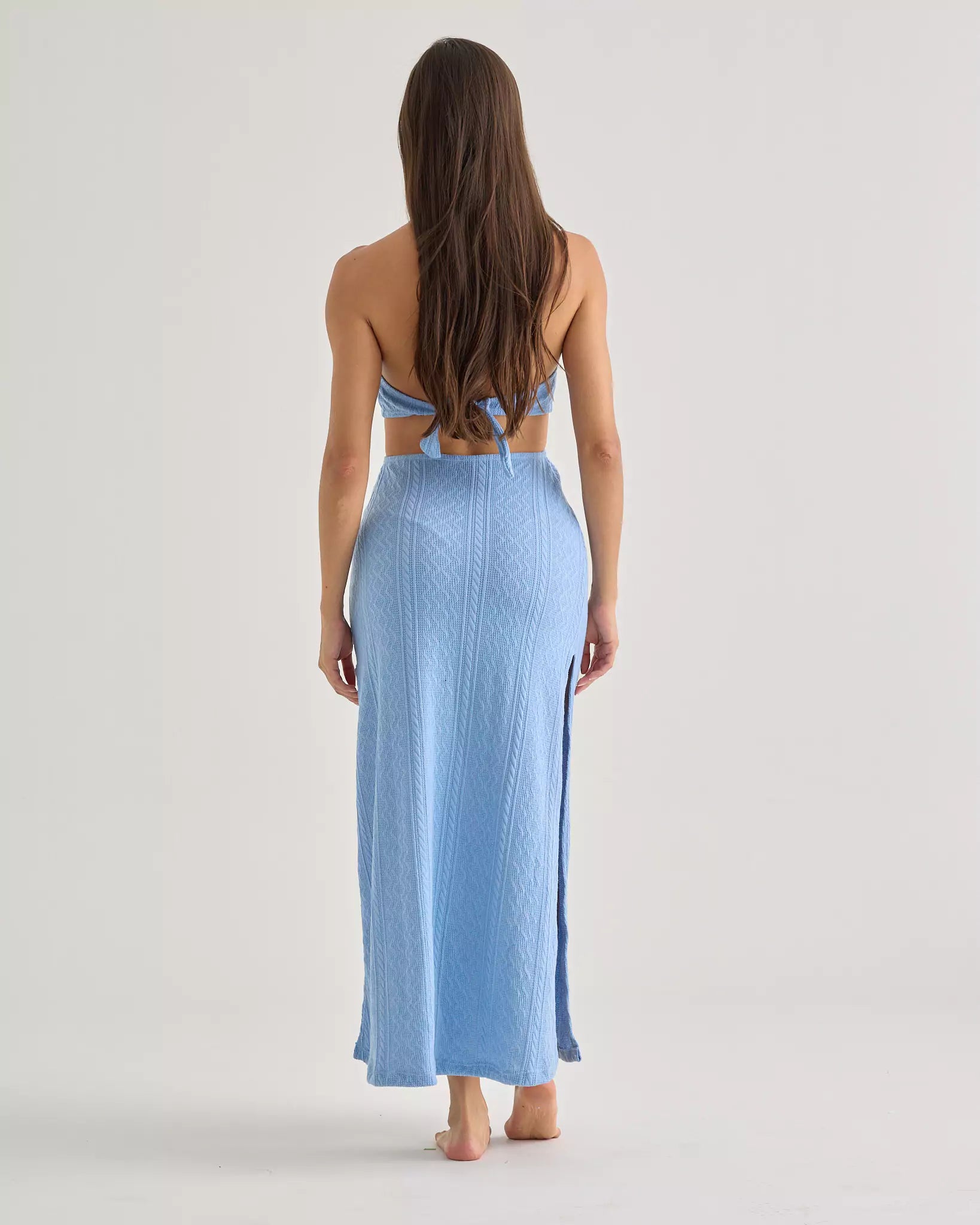 Blue Crochet Halter Dress