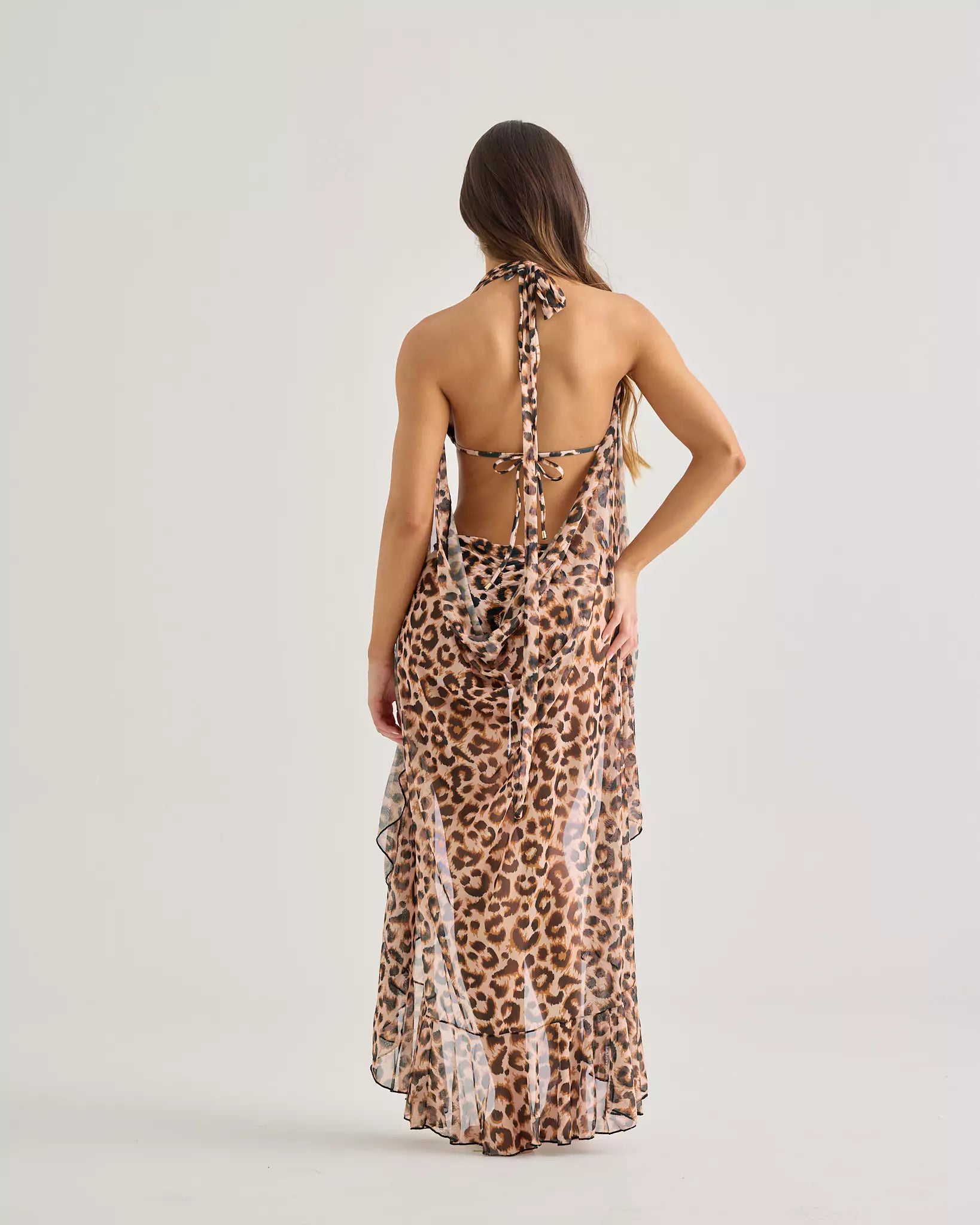 Leopard Mesh Long Kimono