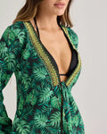 Tropic Green Embroidered Mesh Cardigan