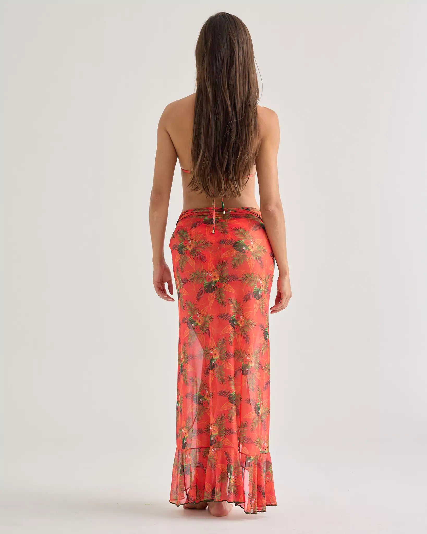 Tropical Sunset Long Mesh Skirt