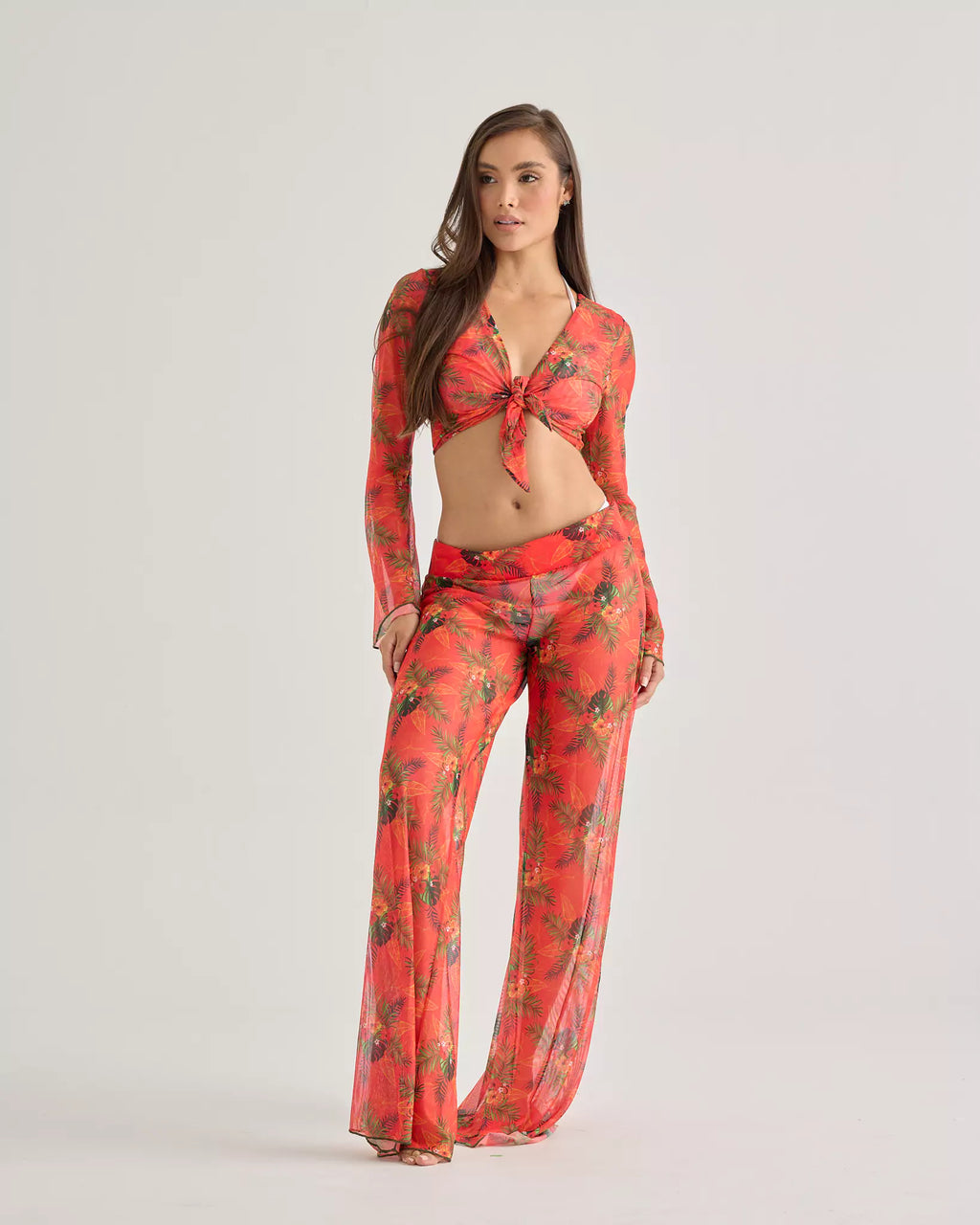 Tropical Sunset Front-Tie Crop Top