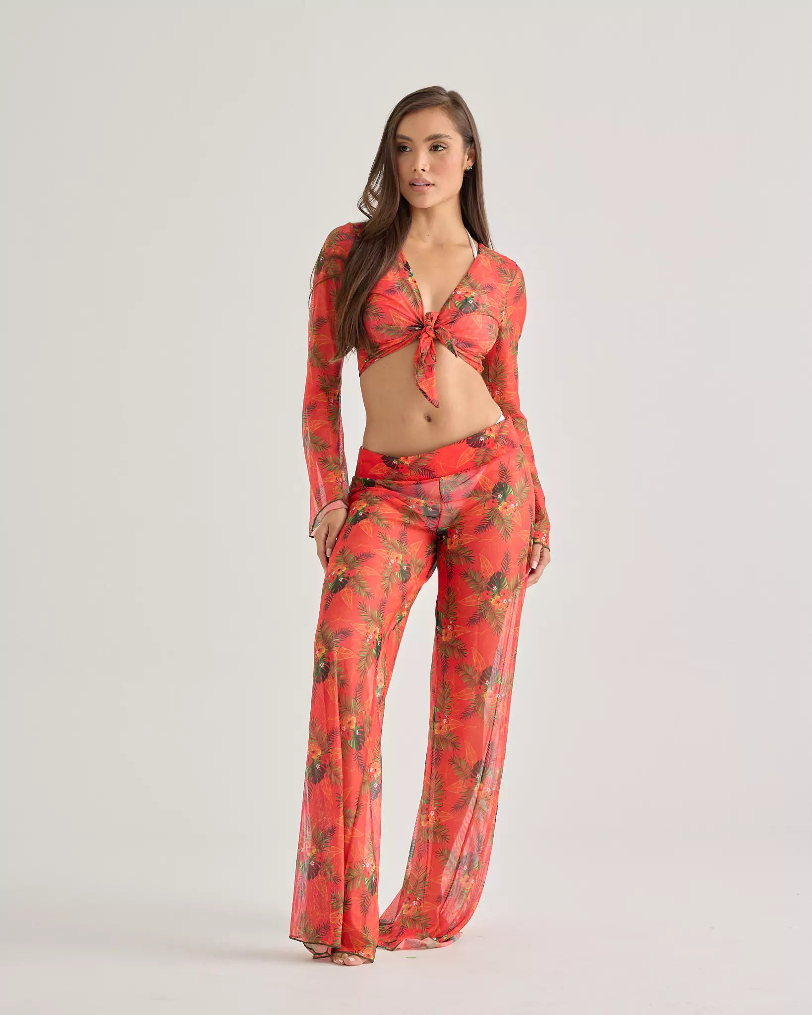 Tropical Sunset Front-Tie Crop Top