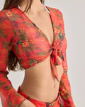 Tropical Sunset Front-Tie Crop Top