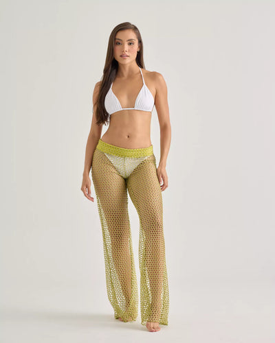 Green Mesh Lurex Beach Pants