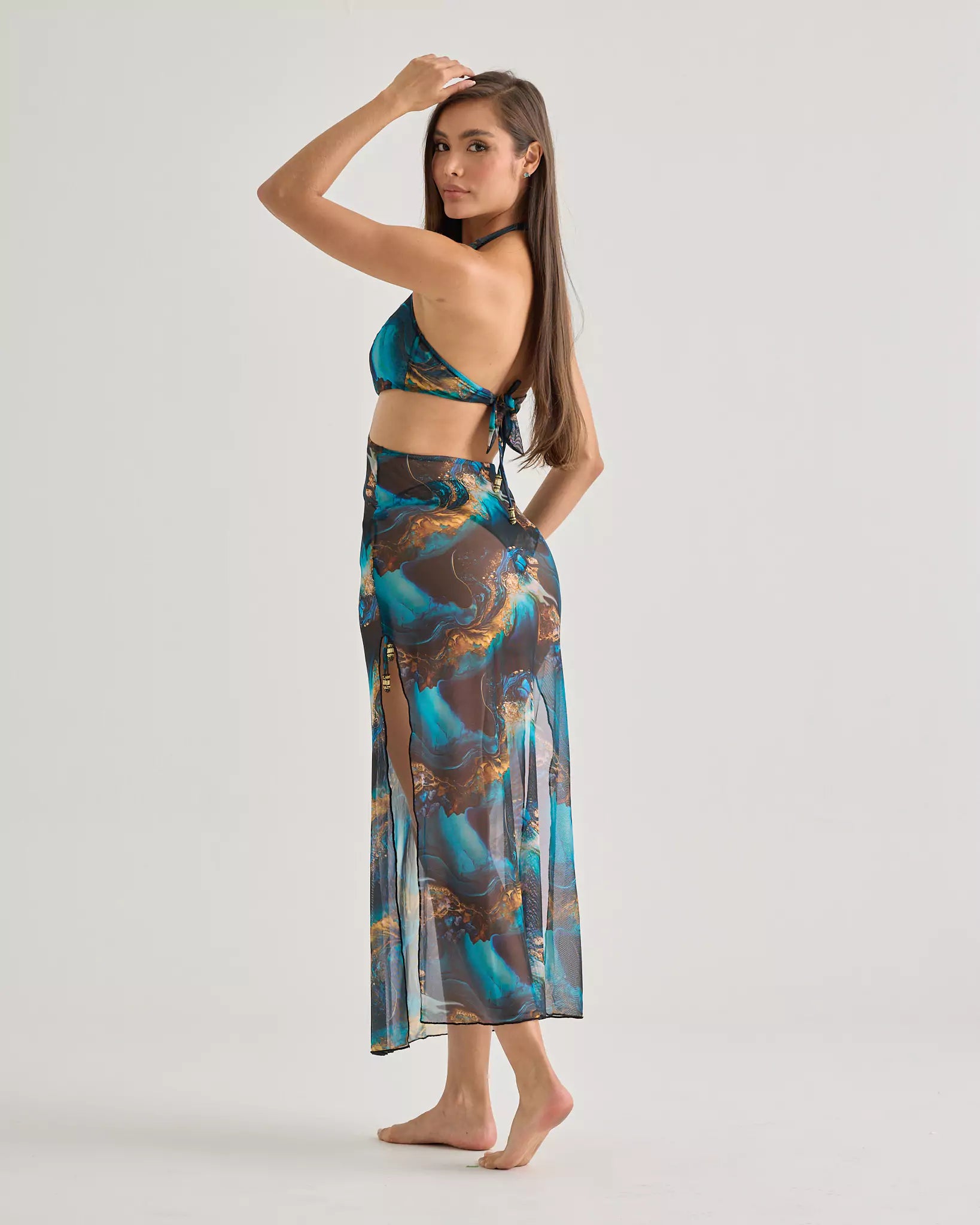 Waves Halter Mesh Dress