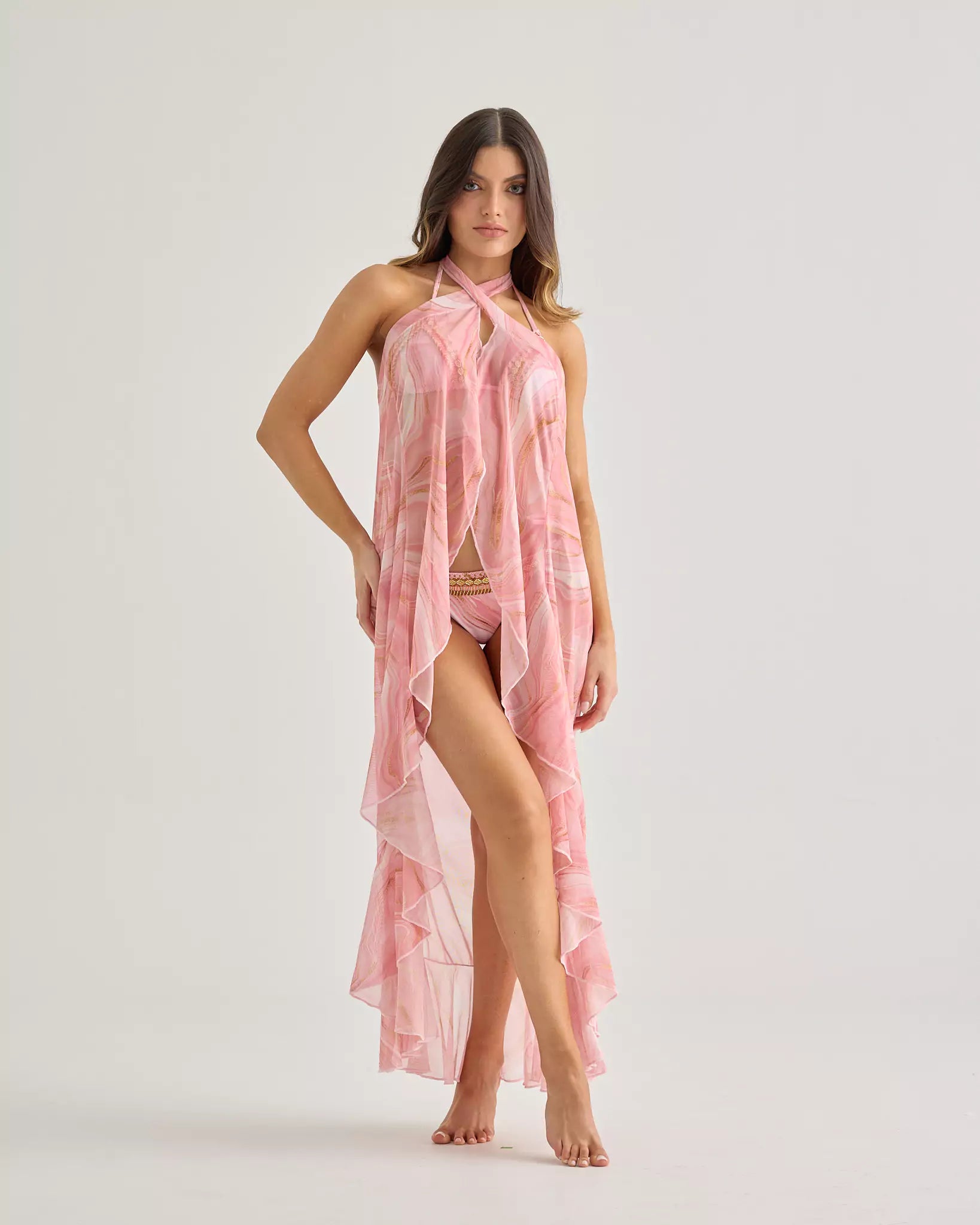 Pink Marble Convertible Long Skirt