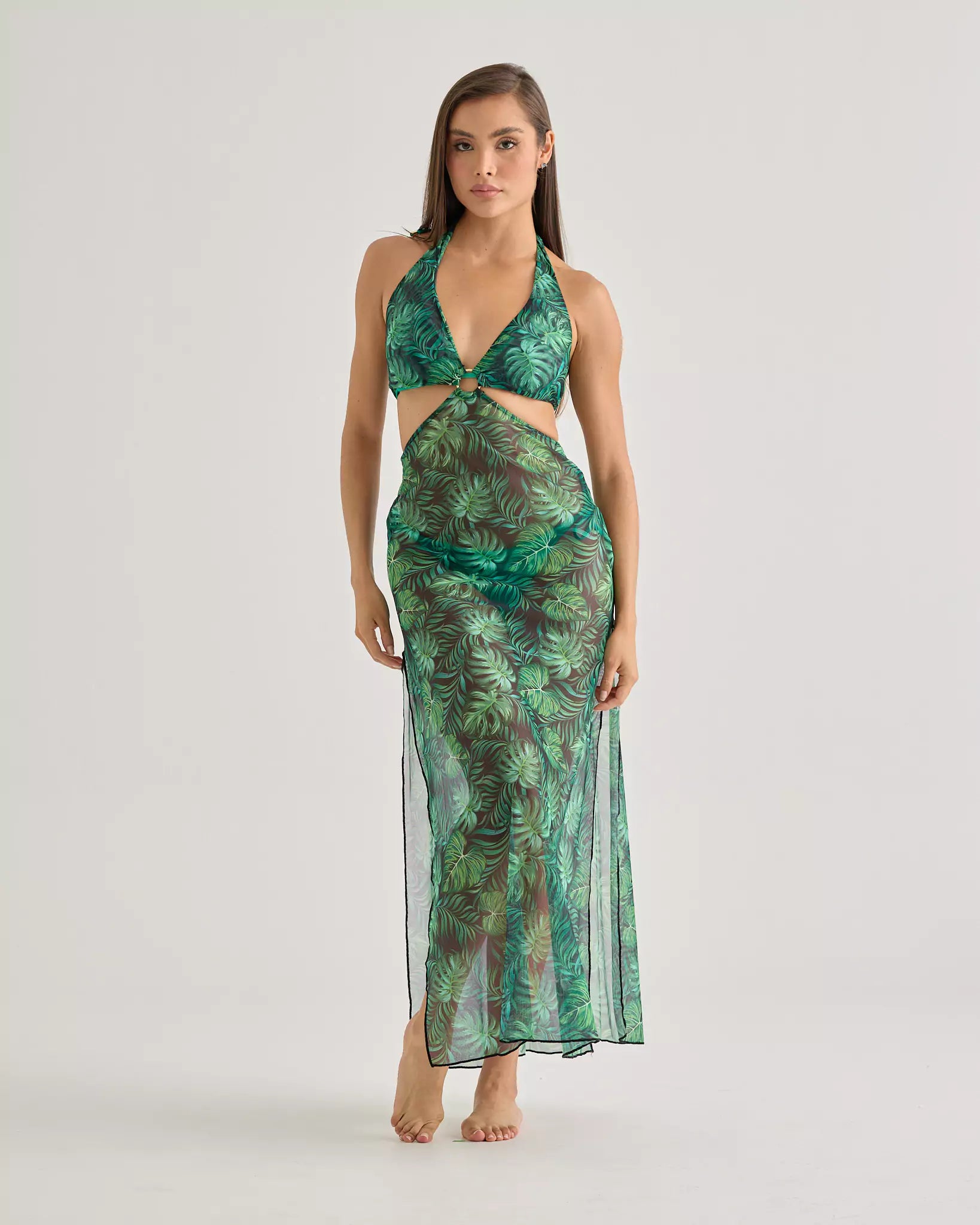 Tropic Halter Mesh Dress
