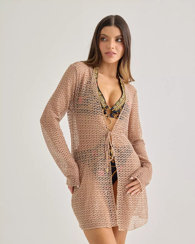 Mocha Crochet Beach Cardigan