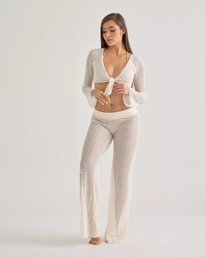 White Crochet Resort Pants