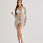White Crystal Sheer Beach Cardigan - 2