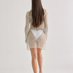 White Crystal Sheer Beach Cardigan - 4