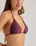 Burgundy Shimmer Ribbed Triangle Bikini Top