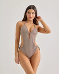 Mocha Crystal Cut-Out Trikini